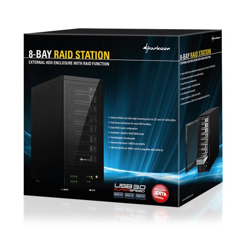 Sharkoon 8 Bay Raid Station Festplattengehäuse für 8x SATA II 8,9 cm (3,5 Zoll), USB 3.0 schwarz - 8