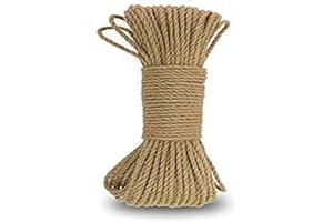 JULIYEH N/X Cuerda de cáñamo de 5 mm, jardín Cuerda de Yute Natural 3 Capas 20 m Fuerte Cuerda de cáñamo Art Craft Cuerda para el Embalaje de Regalos Garden Bundling