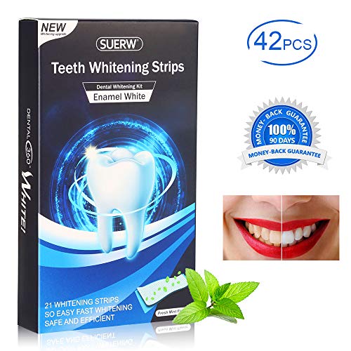 Blanchissement Dentaire, SUERW Gel Blanchiment Dentaire émail dentaire Traitement de blanchiment des dents sûr pour Kit de blanchiment sans peroxyde de sourire, 42 pcs