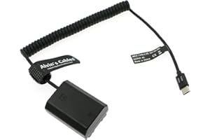 Alvin's Cables USB-C Typ-C PD auf NP-FZ100 Dummy-Akku Spiralkabel für Sony Alpha A7 III, A7S III, A7R III, A7R IV, A9, A9II, A9R, A9S, A6600, A7C, A1 Kamera