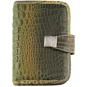 Wöchentlicher Veranstalter in echtem Leder '' Cocco '' 13x19 -Handmade in Italy-grün