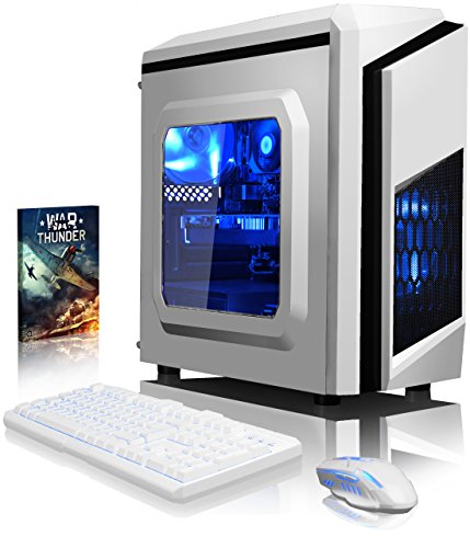 VIBOX Pyro GS460-169 Gaming PC - 4,0GHz AMD FX Quad-Core Prozessor, Geforce GTX 1060, leistungsfähig, Hochleistung, Desktop Gamer Computer mit Spielgutschein, Blau Innenbeleuchtung, lebenslange Garantie* (3,8GHz (4,0GHz Turbo) Superschneller AMD FX 4300 Quad-Core Prozessor CPU, Nvidia GeForce GTX 1060 3GB Grafikkarte, 16GB DDR3 1600MHz RAM, 1TB (1000GB) SATA III HDD 7200rpm Festplatte, 85+ Netzteil, CIT Storm Weiß Blau Gaming Geh§use, AM3+ Mainboard, Ohne Windows Betriebssystem)