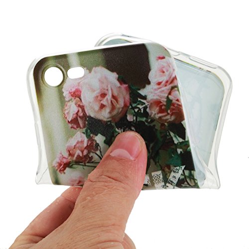 iPhone 7 Schutzhülle,iPhone 7 Silikon Handyhülle,JAWSEU Kreative Rose Blumen Spruch Muster Dünn Tpu Silikon Handytasche Weiche Flexibel Rückseite Tasche Etui Schale Bumper Durchsichtig Kratzfeste Transparente Crystal Hülle Case Cover für iPhone 7 4.7 Zoll+1xSchwarz Glitzer Bling Eingabestift-Rose Blumen Spruch - 5