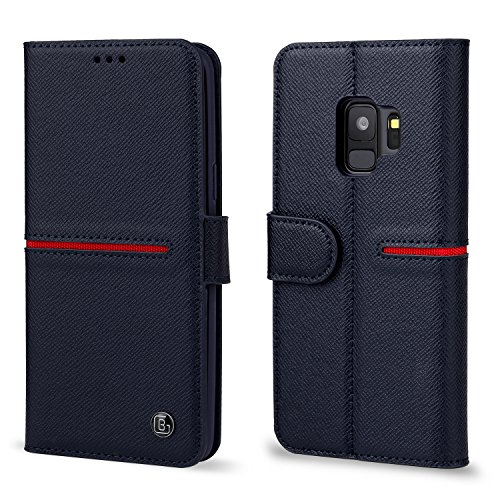 MILAN NICE Coque Samsung Galaxy S9 Plus Antichoc Etui Portefeuille à Rabat en Cuir Véritable avec MILAN NICE Coque Samsung Galaxy S9 Plus Antichoc Etui Portefeuille à Rabat en Cuir Véritable avec