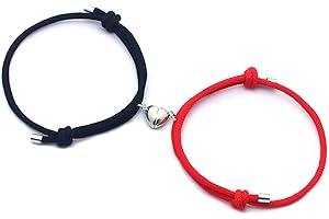 LUODAN Regalo San Valentino per Lui Lei,Braccialetti di Coppia di attrazione reciproca magnetica 2 pezzi Bracciale di corrispondenza intrecciati con corda fatta a mano Regalo fidanzato fidanzata