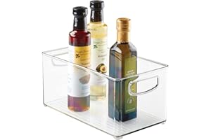 mDesign Contenitore alimenti con pratici manici – Portaoggetti frigo per l’organizzazione dei cibi – Contenitore freezer in plastica priva di BPA perfetto anche per la dispensa – trasparente