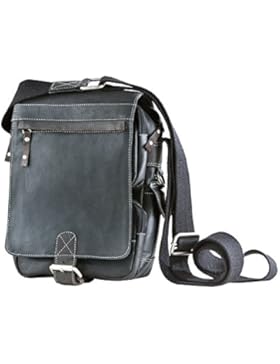 BULL & HUNT 100% Rindleder Tasche - Travel Wendetasche Überschlagtasche anthrazit/braun