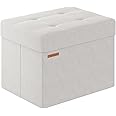 ABHENG Folding Storage Ottoman, Velvet Storage Bench, Footrest, Bed End Stool, Footstool,for Living Room, Bedroom and Office,31 x 41 x 31 cm, 200 kg Load Capacity,Cream White, ASND03W