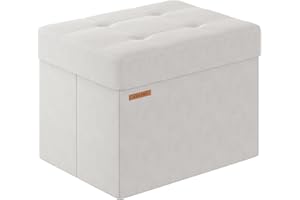 ABHENG Poggiapiedi, Cassapanca in Velluto, Ottomana Rettangolare con Seduta Imbottita, Pouf Pieghevole per Soggiorno e Camera da Letto, Regge fino a 200 kg, 31x41x31cm,Bianco Crema, ASND03W