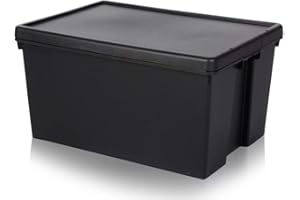 Wham Bam Heavy Duty pudełko z recyklingu, 96 l, z pokrywką, 69 x 49,5 x 37 cm, kolor czarny