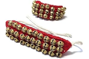 Art Of Creation Kathak Ghungroo Bell Red Paded Dancing Bells Ankle Pair (30+30) Tied with Red Velvet Pad Indian Classical Kathak Dancers Musical Instrument From India
