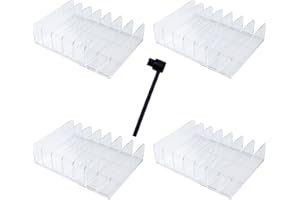 JRSHIRLEYLTD 4 Pezzi Supporti CD in Acrilico Trasparente con Scaffalatura in 7 scomparti,Supporto Robusto Adatto con Spazzola canto,Organizzatore trasparente Cassetti,per Bagno,Scrivania