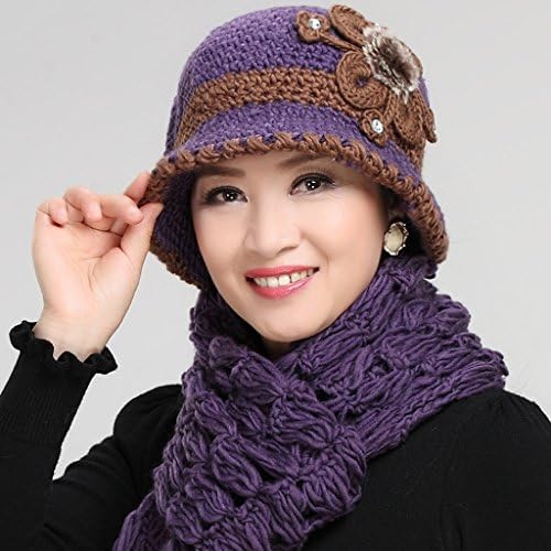 Hat Warm Female Knit Hat Thick Winter Earmuffs Hat ( Color : Purple )