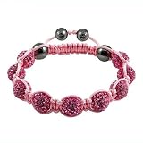 TEJ Shamballa Kristall Disco Ball Freundschaft Bead Armbänder[rosa mit rosa Schnur]