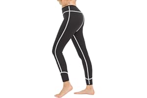 LITTHING Women Neoprene Sauna Pants Slim Sweat High Waist Leggings Yoga Training Running Sport Workout Capris Leggings Shapers with Pocket