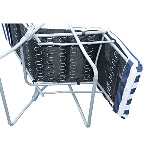 Outsunny 2 x Klappstühle Gartenstuhl Sonnenliege Armlehne klappbar 5 Positionen Auflage, blau, 58x90x110 cm, 01-0712 - 