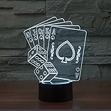 FZAI optische Täuschung 3D-Lampe Poker und Sieben, Farbe wechselnden Nachtlicht - 2