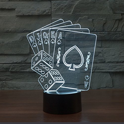 FZAI optische Täuschung 3D-Lampe Poker und Sieben, Farbe wechselnden Nachtlicht - 2