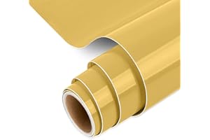 IModeur 5Ft vinilo adhesivo Oro - 30,5 x 153 cm Vinilo Permanente Oro para Taza, Vinilo Cricut para Regalos de Cumpleaños, Adornos de Fiestas, Decoración del Hogar