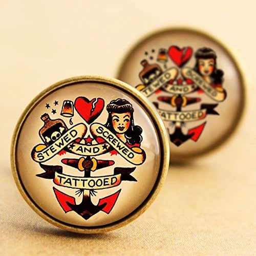 Sailor Jerry Stewed Screwed Tattooed Bronze Cufflinks Amazon Co Uk Handmade