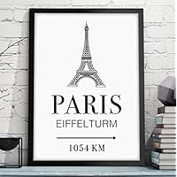 PARIS - EIFFELTURM mit individueller Entfernungsangabe - originelles und persönliches Geschenk zum Geburtstag, Jahrestag, Hochzeitstag, zum Einzug oder Studienanfang - Rahmen optional zubuchbar