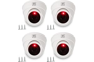 MX Dummy CCTV Dome Camera with Flashing Red LED Light Battery Operated Fake Surveillance Camera for Home, Office, Shop & Warehouse | Non Functional No Audio No Video | Easy Mount (Pack of 4)