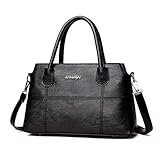 Dragon868 Damen Splice Handtasche Schultertasche Business Crossbody Tasche Tote Bag (Schwarz) by