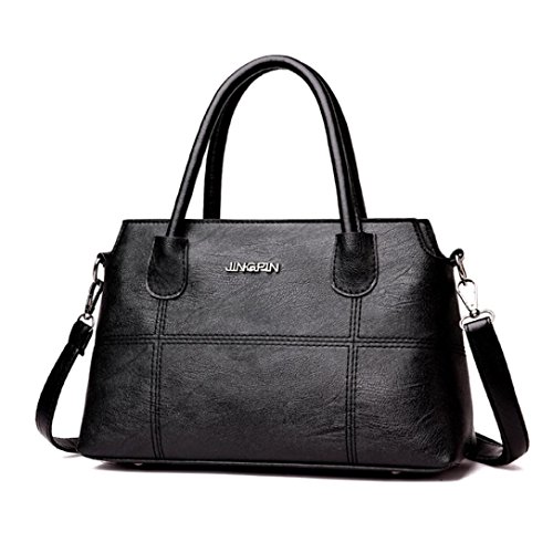 Dragon868 Damen Splice Handtasche Schultertasche Business Crossbody Tasche Tote Bag (Schwarz)