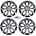 AUTOMOTO Sporty Type Double Colour Silver and Black 14-Inch Press Fit Type with Metal Rings Wheel Cover for Ford Figo All Models (Set of 4 Pieces)