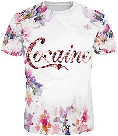 Burst Flower Digital Printing T Shirt Men's Short-Sleeved Round Neck Shirt Shirt Spot NA270 L