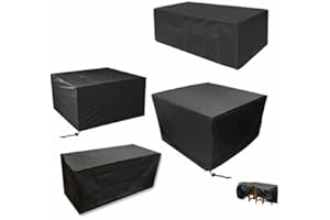 Leju Art Gartenmöbel Abdeckung viereckig 100x100x75cm 420D Oxford-Gewebe Schwarz Abdeckhaube Schutzhülle Abdeckplane für Gartenmöbel Wasserdichtes Schutzhülle Gartentischabdeckung Möbelsets Schwarz