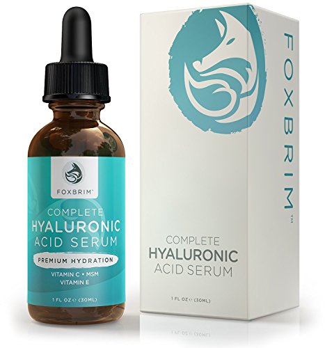 Ganzheitliches Hyaluronsäure-Serum 30 ml, Bei Falten und Alterserscheinungen der Haut, 100% natürliche Inhaltsstoffe, Mit Vitamin C, Jojoba-Öl & grünem Tee, Von Foxbrim