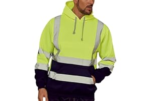 Zhiyao Herren Kapuzen Sweatshirt Reflektierend Jacke Warnjacke Verkehr Arbeitsjacke Baustelle Sicherheitsjacke Winter Herbst Kapuzenpullover Gelb Orange Grün Warnschutz Jacke Mantel