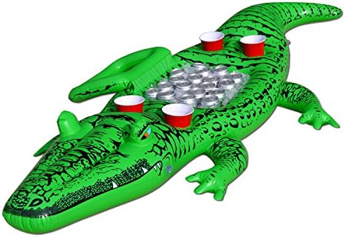 GoFloats Giant Party Gator Floating Alligator with Cooler and Cup Holders, Over 6' Long
