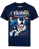camiseta marvel comics masculina regular Fit Marvel Venom Comic Cover Men\'s Navy T-Shirt (L)