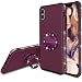 Produktbild iPhone X Hülle Matt, Lila Handyhülle iPhone X Glitzer Mädchen Ringhalter Weich Schutzhülle Mode Luxus Strass Diamant Süß mit Cover Ständer für Frauen Handy Hülle für iPhone X Case