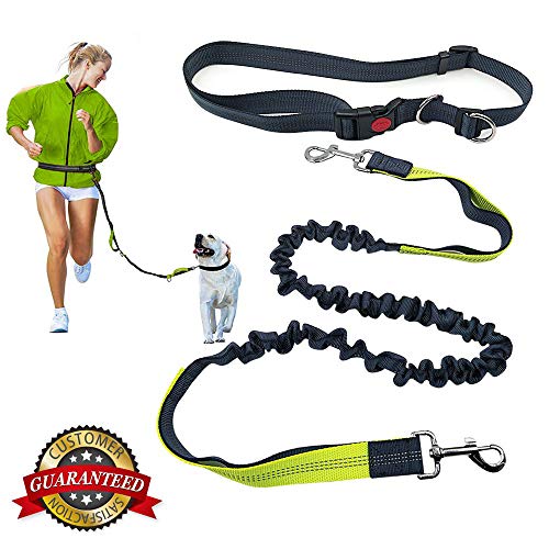 Guinzaglio per le mani, robusto, resistente e sicuro con cintura in vita regolabile e cuciture riflettenti per jogging, escursionismo, passeggiate, bicicletta, per cani di taglia media e grande