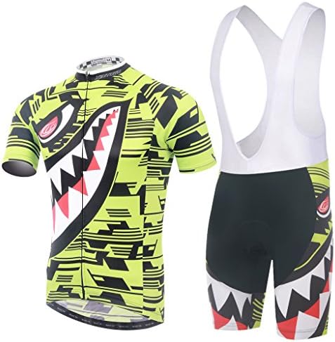 TeyxoCo New Men Shining Shark Red Cycling Gel Pad Bid Jersey Set S