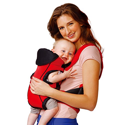 Bebamour Baby Carrier Sling Foldable Head Cover 3 Carry Ways (Red)