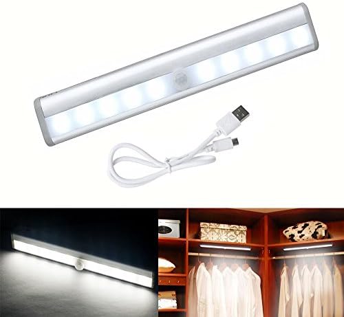 Autai Rechargeable Motion Sensor Light Portable USB Charging Wireless Auto Motion Infrared Sensing Light for Closet Cabinet Cupboard Drawer Wardrobe Staircase Night Light Wall Lamp with Magnetic Strip USB Rechargeable(Cool White)
