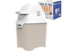 DIAPER CHAMP ONE Windeleimer - geruchsdicht - OHNE Nachfüllkassetten - funktioniert mit normalen herkömmlichen Tüten, Müllbeutel - für ca. 30 Windeln - beige, weiß