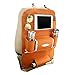 Produktbild KOBWA Auto-Rückenlehnenschutz+ IPad/Tablet Fach, PU-Leder Organizer Rücksitztasche Kick-Matten-Schutz für Telefon / Tissue-Box / Umbrella / Kinder-Spielzeug / Flaschen (Orange)