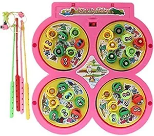 higadget Fish Catching Game with 4 Ponds (Battery Operated) (2-4 Player Game) Complete Family Entertainment Set for Kids (Random Color)