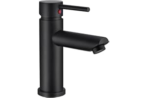 Peppermint Basin Taps Matte Black Bathroom Taps Mono Single Lever Basin Mixer Tap Bathroom Sink Tap with Hot and Cold Hoses