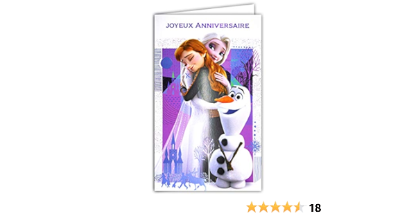 Argus 17 6027 Carte Joyeux Anniversaire Qui Brille Pour Une Fille Avec Enveloppe Reine Elsa Princesse Anna D Arendelle Bonhomme De Neige Olaf Amazon Fr Fournitures De Bureau