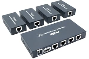 PWAY PW-HT226P4 HDMI Extender Splitter 4 Port Transférez 165ft(50m) Via Un Câble Cat6 Soutien 1080P@60Hz EDID Apprentissage