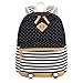 Produktbild Panegy Damen Mädchen Mode Schulrucksack Durck Punkt Canvas Schulrucksack Leinwand Laptop Reisen einfach Rucksack für Freizeit Camping Picknick Außflug Sports Backpack - Schwarz