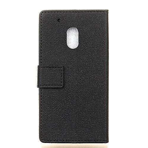 Handyhülle für Motorola Moto G4 Play,QUENJOY® Cass Textur Leder Tasche Smart Cover Flip Case Beschützer Haut Schutzhülle Hüllen für Lenovo/Motorola Moto G4 Play SM4386AE7L1,SM4386AD1L1 Smartphone,Schwarz 03 - 2