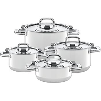 Silit Nature White Topfset 4-teilig mit Metalldeckel