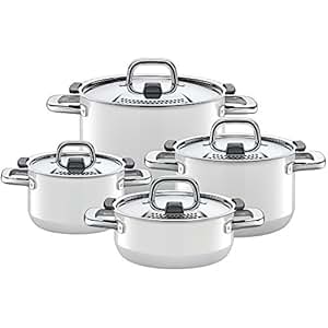Silit Nature White Topfset 4-teilig mit Metalldeckel